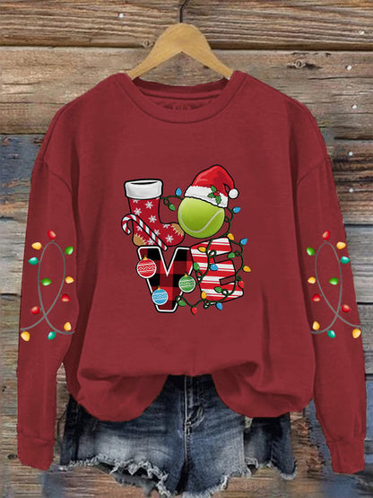 Women's Christmas Tennis Lovers Printed Casual Sweatshirts
