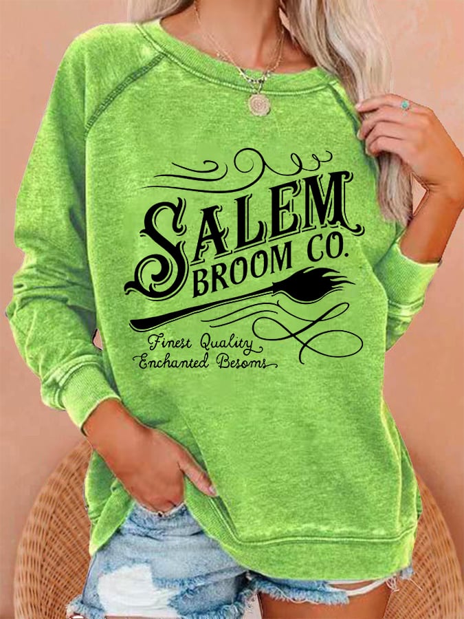 Women's Halloween Salem Broom Co. Casual Sweatshirt