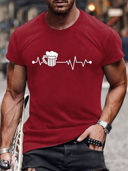 Men's Oktoberfest Beer Printed 100% Cotton Short Sleeve T-Shirt