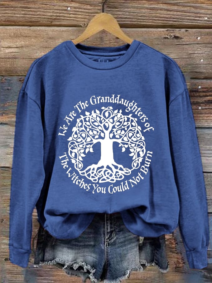 Women's Halloween We Are The Granddaughters of Witches You Could Not Burn Tree Print Sweatshirt