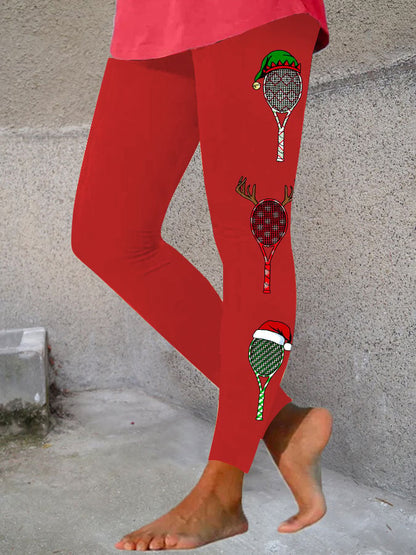 Women's Christmas Tennis Racket Print Leggings