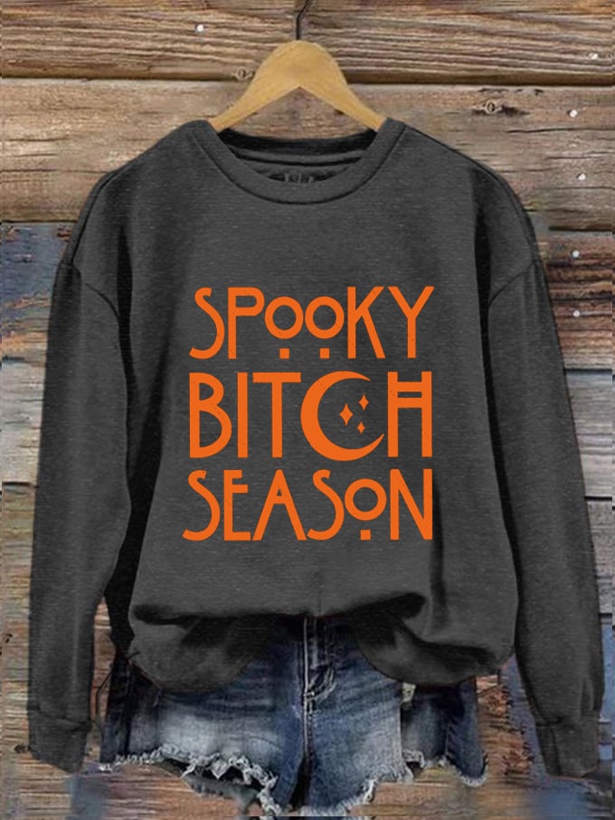 Women's Halloween Spooky B*tch Season Printed Sweatshirt