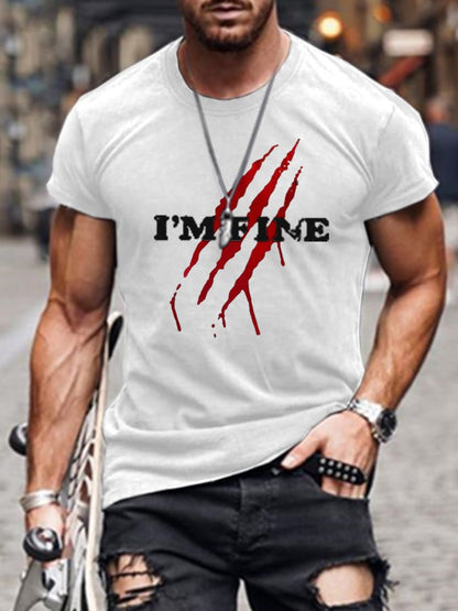 Men'S I'm Fine Bloody Halloween Print Casual T-Shrit