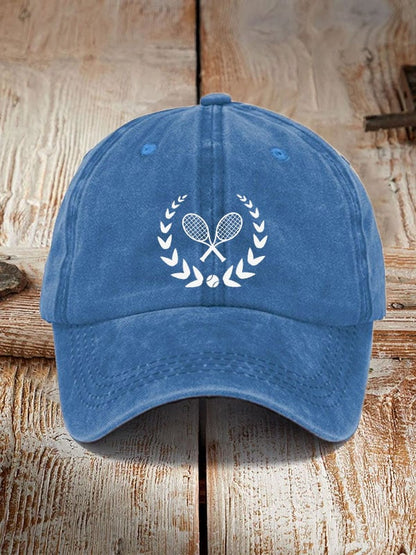 tennis print hat
