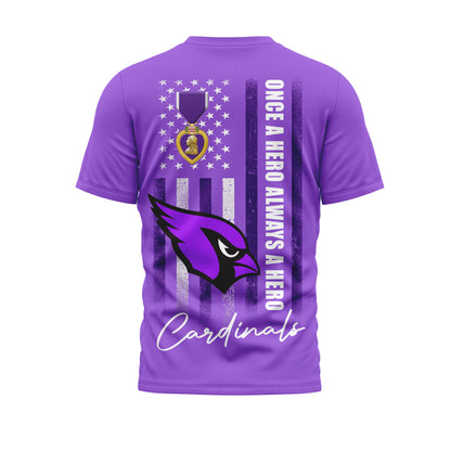 Arizona Cardinals | Premium NFL Premium National Purple Heart Day 3D Shirt HI