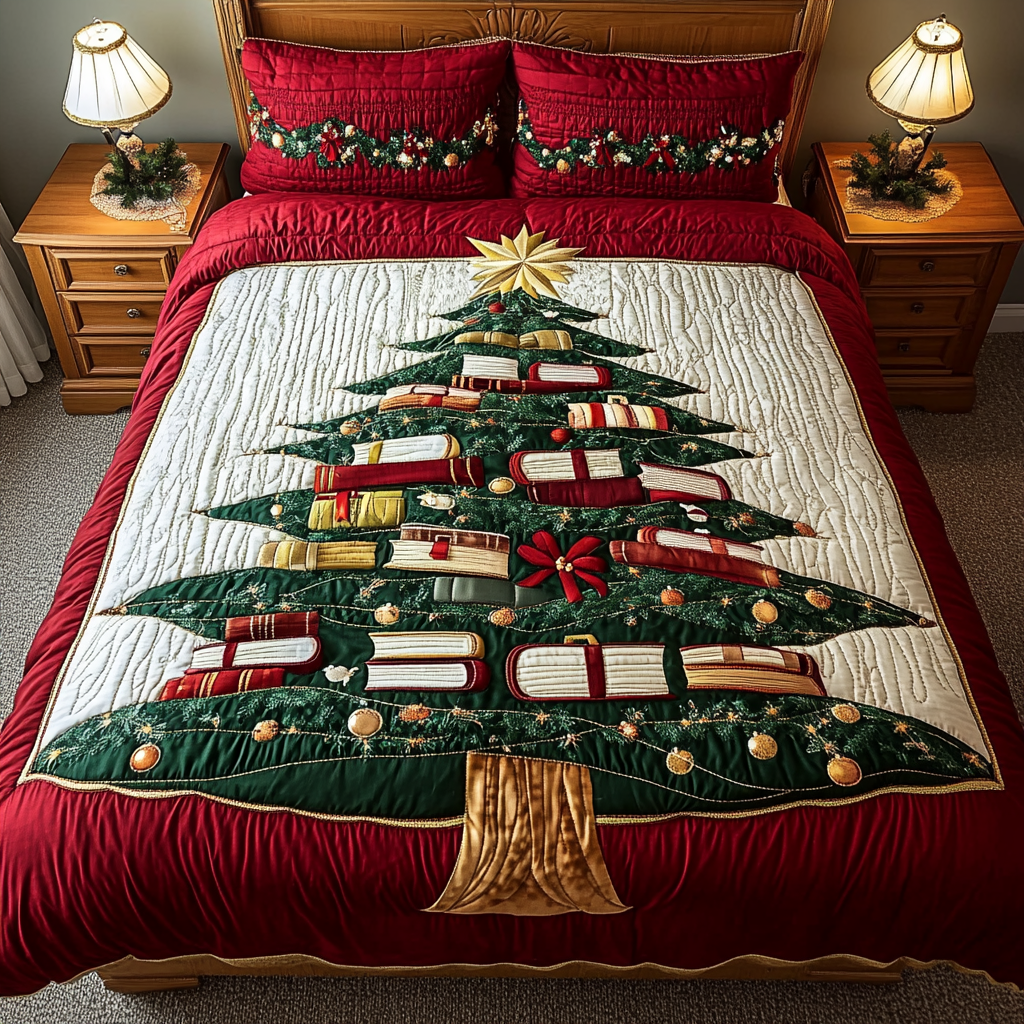 Book Tree 3-Piece Quilted Bedding Set NCU0VH395