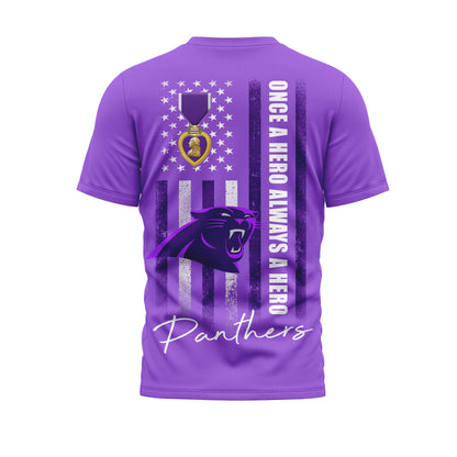 Carolina Panthers | Premium NFL Premium National Purple Heart Day 3D Shirt HI