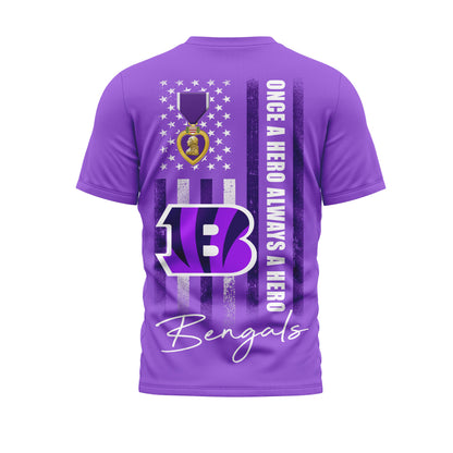 Cincinnati Bengals | Premium NFL Premium National Purple Heart Day 3D Shirt HI