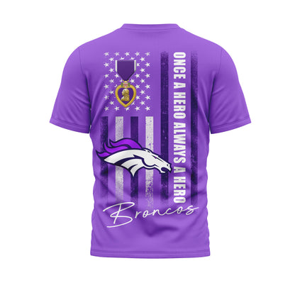 Denver Broncos | Premium NFL Premium National Purple Heart Day 3D Shirt HI