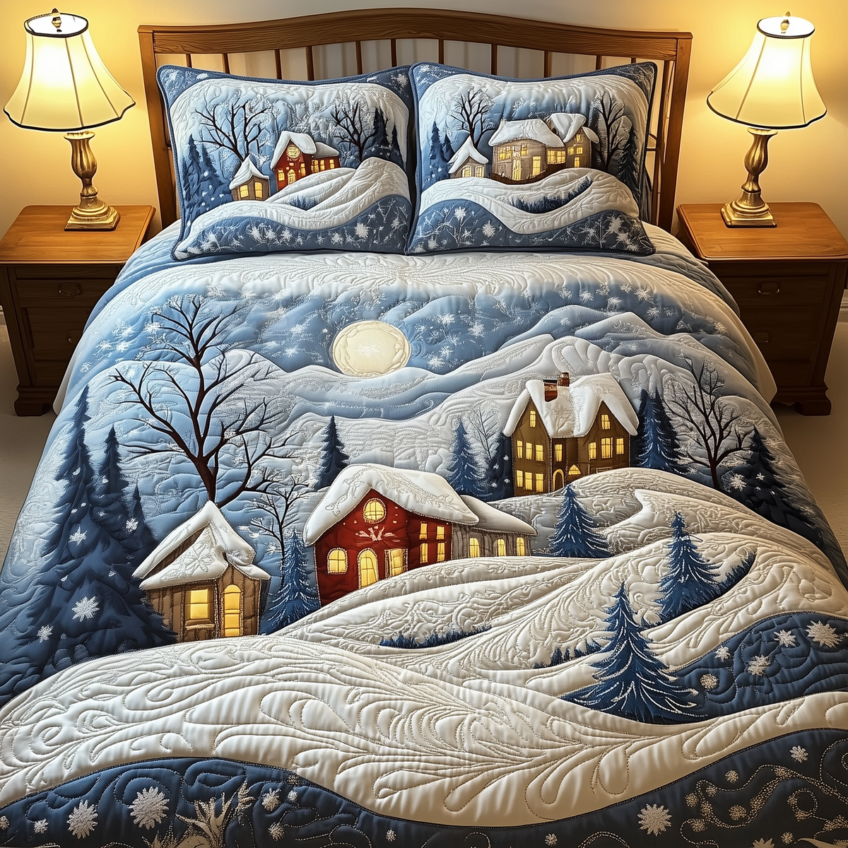 Christmas Village 3-Piece Quilted Bedding Set GFTOTP738