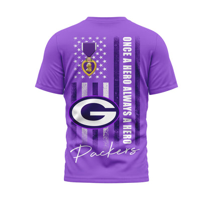 Green Bay Packers | Premium NFL Premium National Purple Heart Day 3D Shirt HI