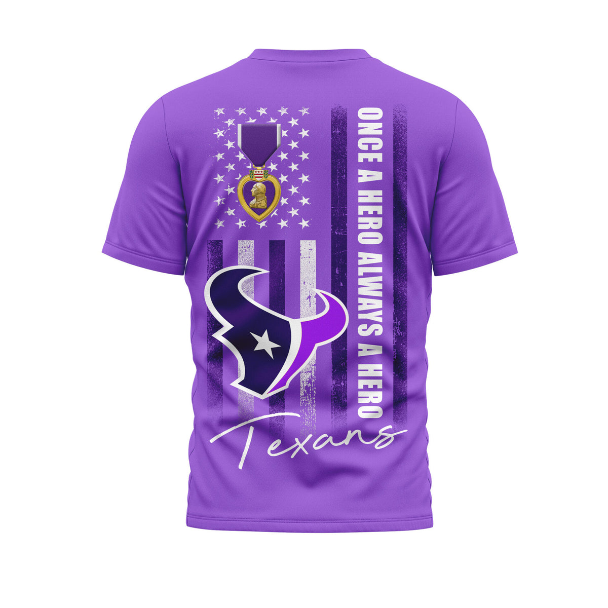 Houston Texans | Premium NFL Premium National Purple Heart Day 3D Shirt HI