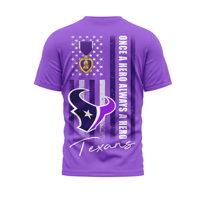 Houston Texans | Premium NFL Premium National Purple Heart Day 3D Shirt HI