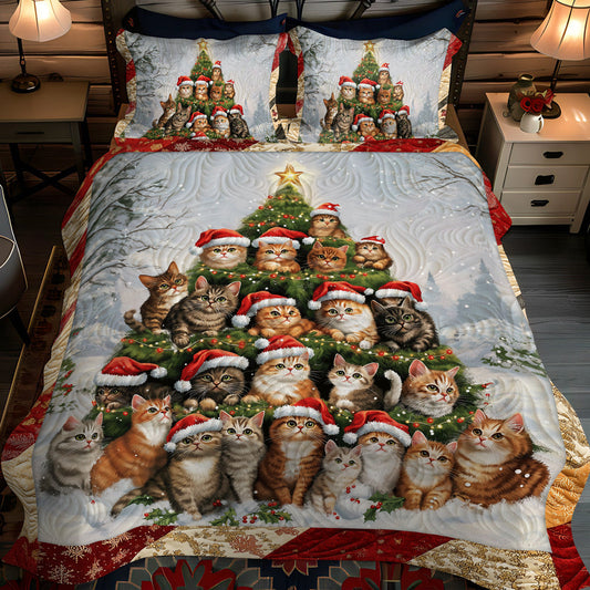 Jolly Catmas 3-Piece Quilted Bedding Set NCU0TL1749