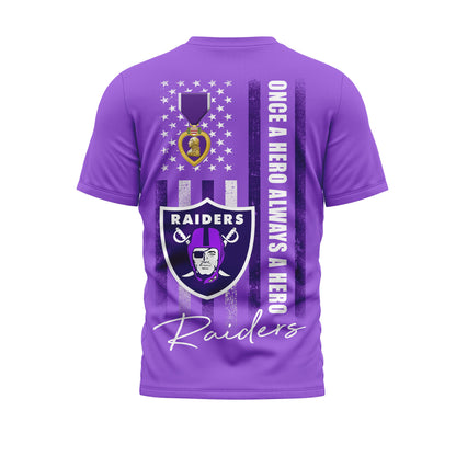 Las Vegas Raiders | Premium NFL Premium National Purple Heart Day 3D Shirt HI