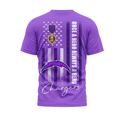 Los Angeles Chargers | Premium NFL Premium National Purple Heart Day 3D Shirt HI
