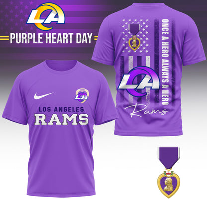 Los Angeles Rams | Premium NFL Premium National Purple Heart Day 3D Shirt HI