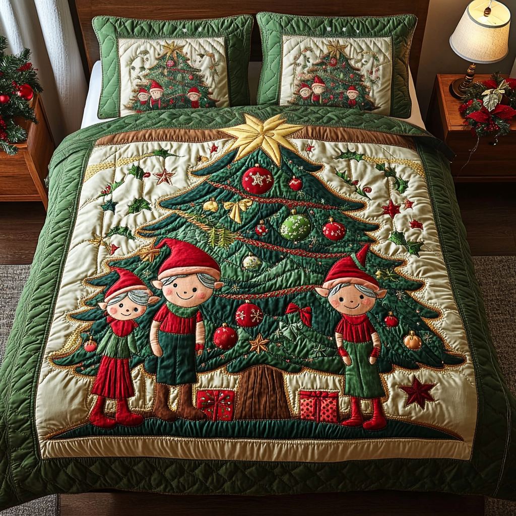 Merry Elf 3-Piece Quilted Bedding Set NCU0VH486