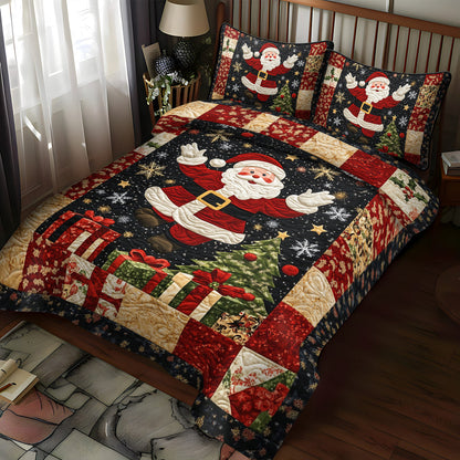 Santa Holiday Cheer 3-Piece Quilted Bedding Set NCU0TL1777