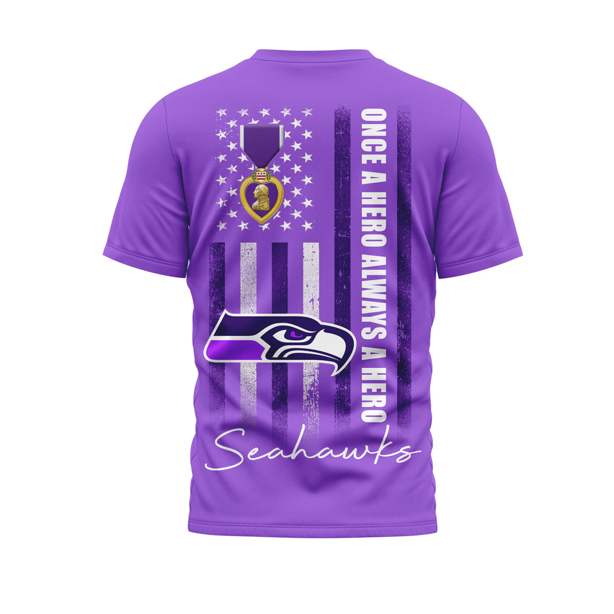 Seattle Seahawks | Premium NFL Premium National Purple Heart Day 3D Shirt HI