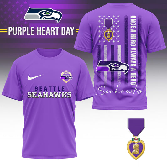 Seattle Seahawks | Premium NFL Premium National Purple Heart Day 3D Shirt HI