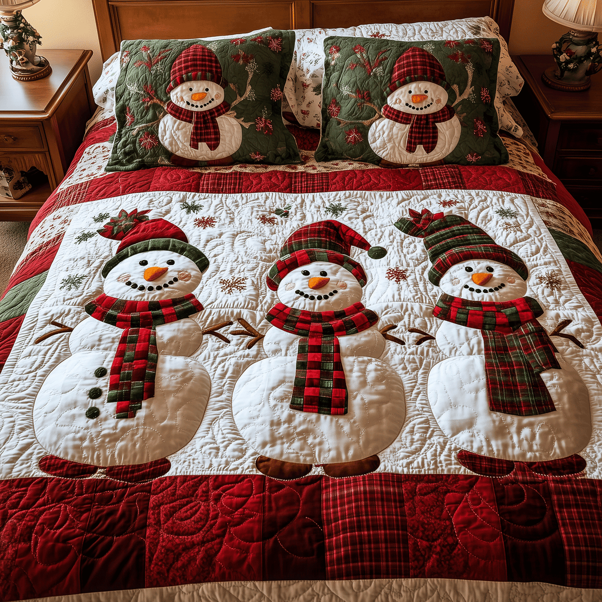 Snowman Wonderland 3-Piece Quilted Bedding Set NCU0TH2129