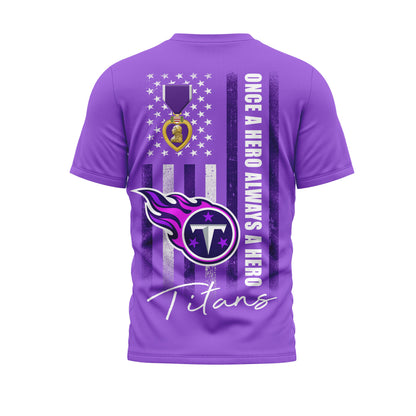 Tennessee Titans | Premium NFL Premium National Purple Heart Day 3D Shirt HI