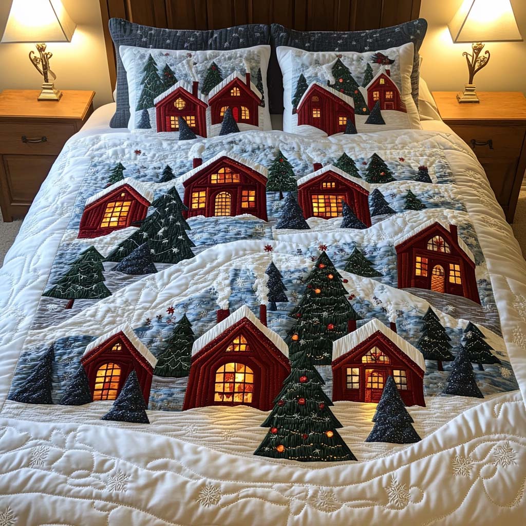 Winter Wonderland Hues 3-Piece Quilted Bedding Set NCU0NT1743