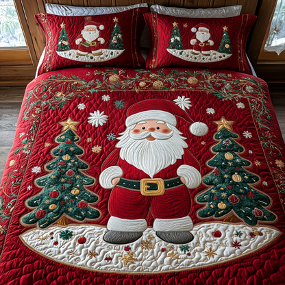 Winter Wonderland Santa Quilted Bedding Set NCU0DV1724