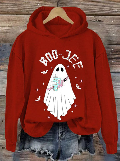 Women's Halloween Boo Jee  Cute Ghost Casual Hoodie