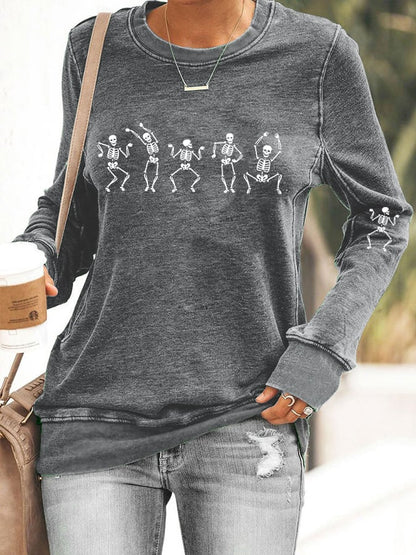 Women's Halloween Dancing Skeleton Casual Sweatshirt