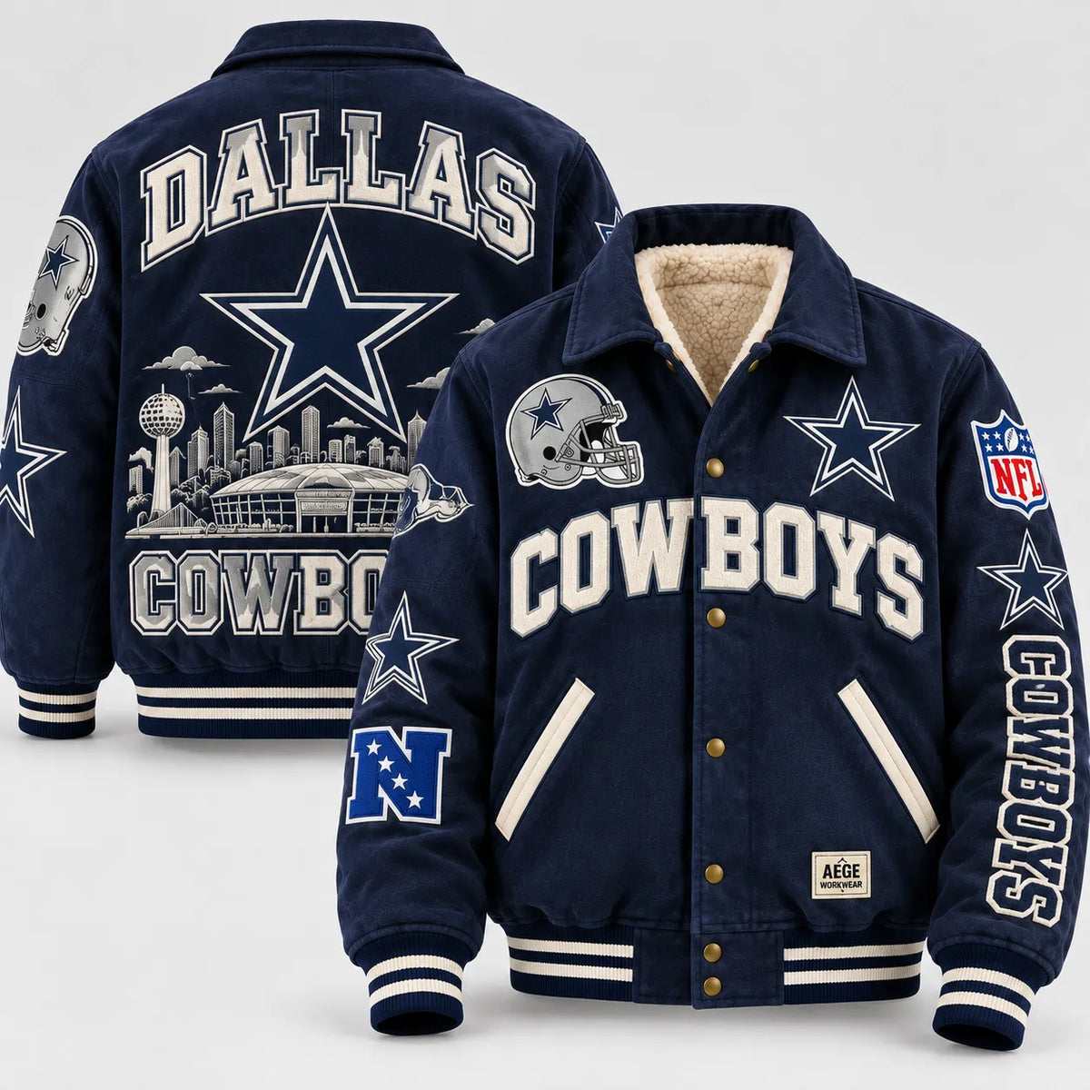 UNISEX DALLAS COWBOYS RETRO PATCHWORK VARSITY JACKET | AEGE