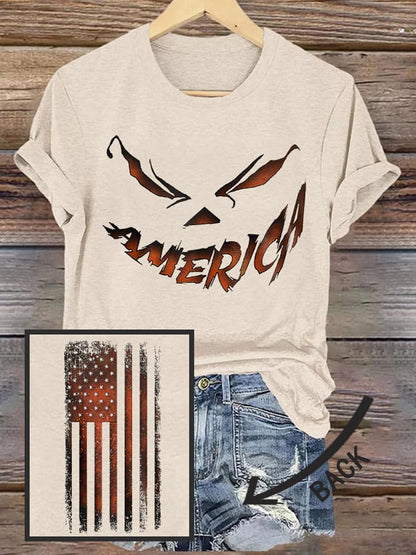 Women's American Halloween Print T-shirt