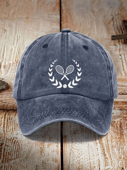 tennis print hat