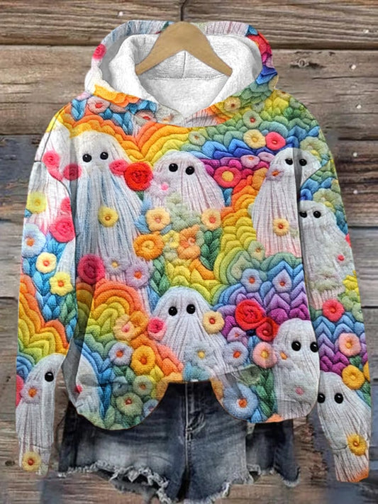 Women's Colorful Ghost Halloween Hoodie