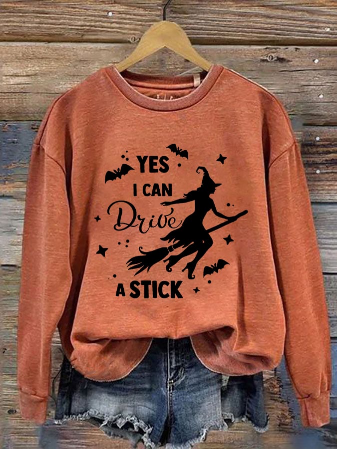 Women's "Yes, I Can Drive A Stick!" Printed Casual Sweatshirt