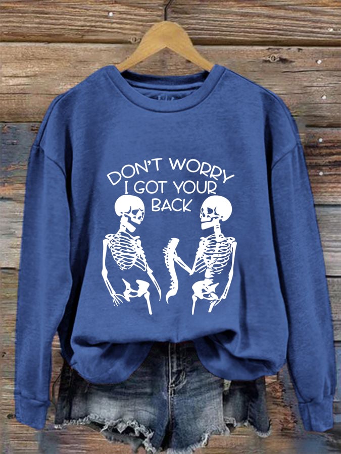 Women's I Got Your Back Skeleton Crew Neck Sweatshirt