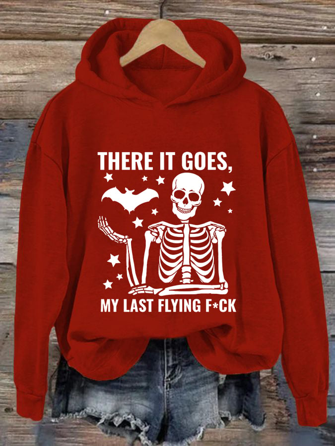 Women's Halloween There It Goes My Last Flying F*ck Print Casual Hooded Sweatshirt