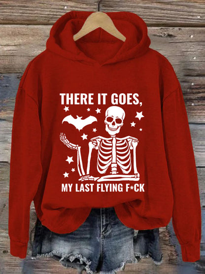 Women's Halloween There It Goes My Last Flying F*ck Print Casual Hooded Sweatshirt