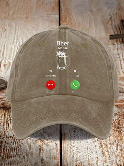 Unisex Oktoberfest Beer Print Printed Washed Distressed Hat