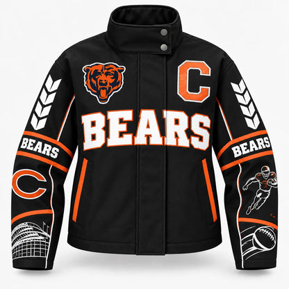 CHICAGO BEARS TEAM LOGO FOOTBALL GRAPHIC STAND COLLAR JACKET