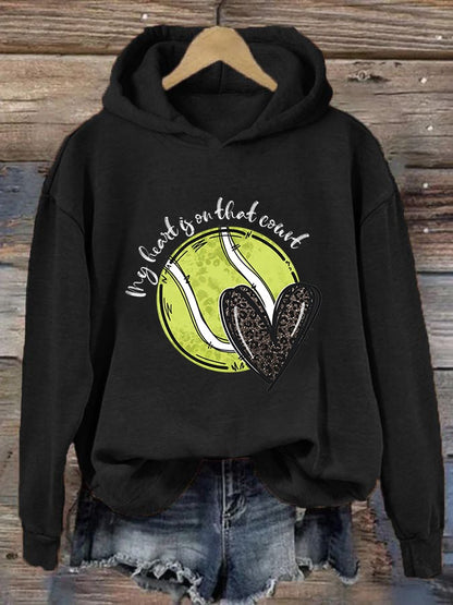 Women's Love Tennis Casual Hoodie