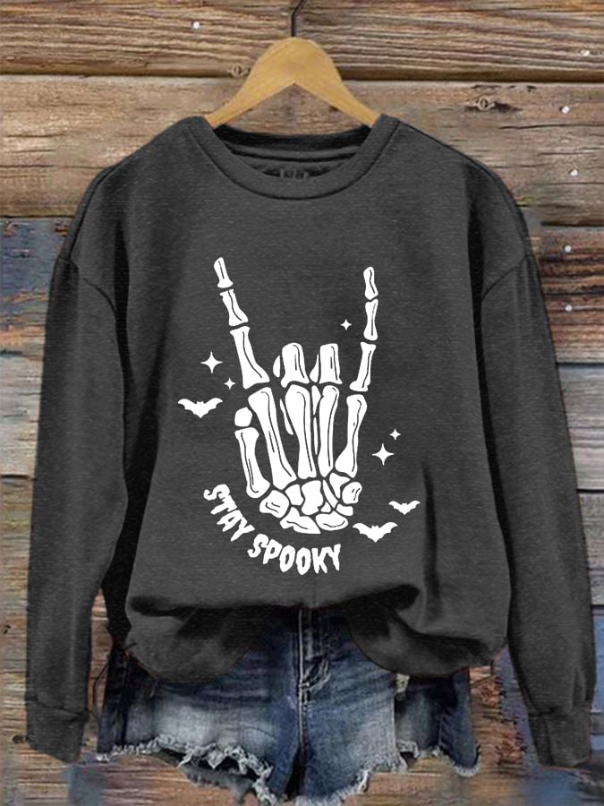 Women's Halloween Skeleton Palm Casual Sweatshirt