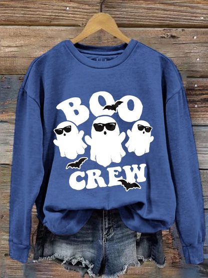 Women's Halloween Boo Crew Printed Sweatshirt