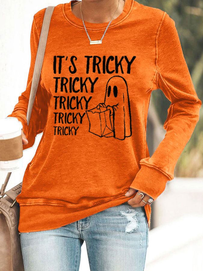 Women's It's Tricky Funny Halloween Print Sweatshirt