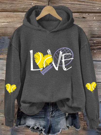 Women's Love Tennis Casual Hoodie