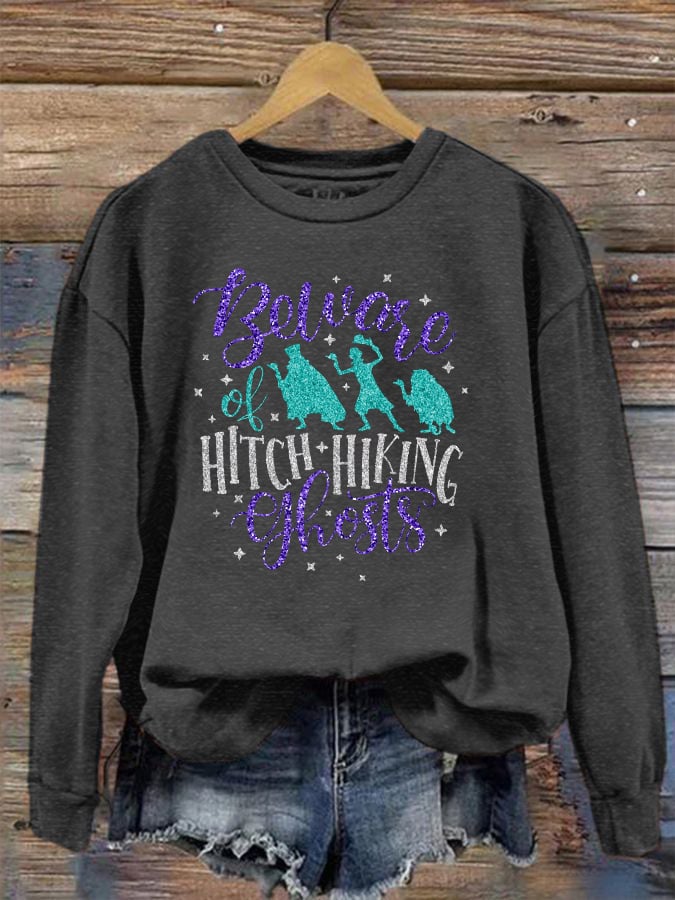 Women's Halloween Ghosts Print Sweatshirt