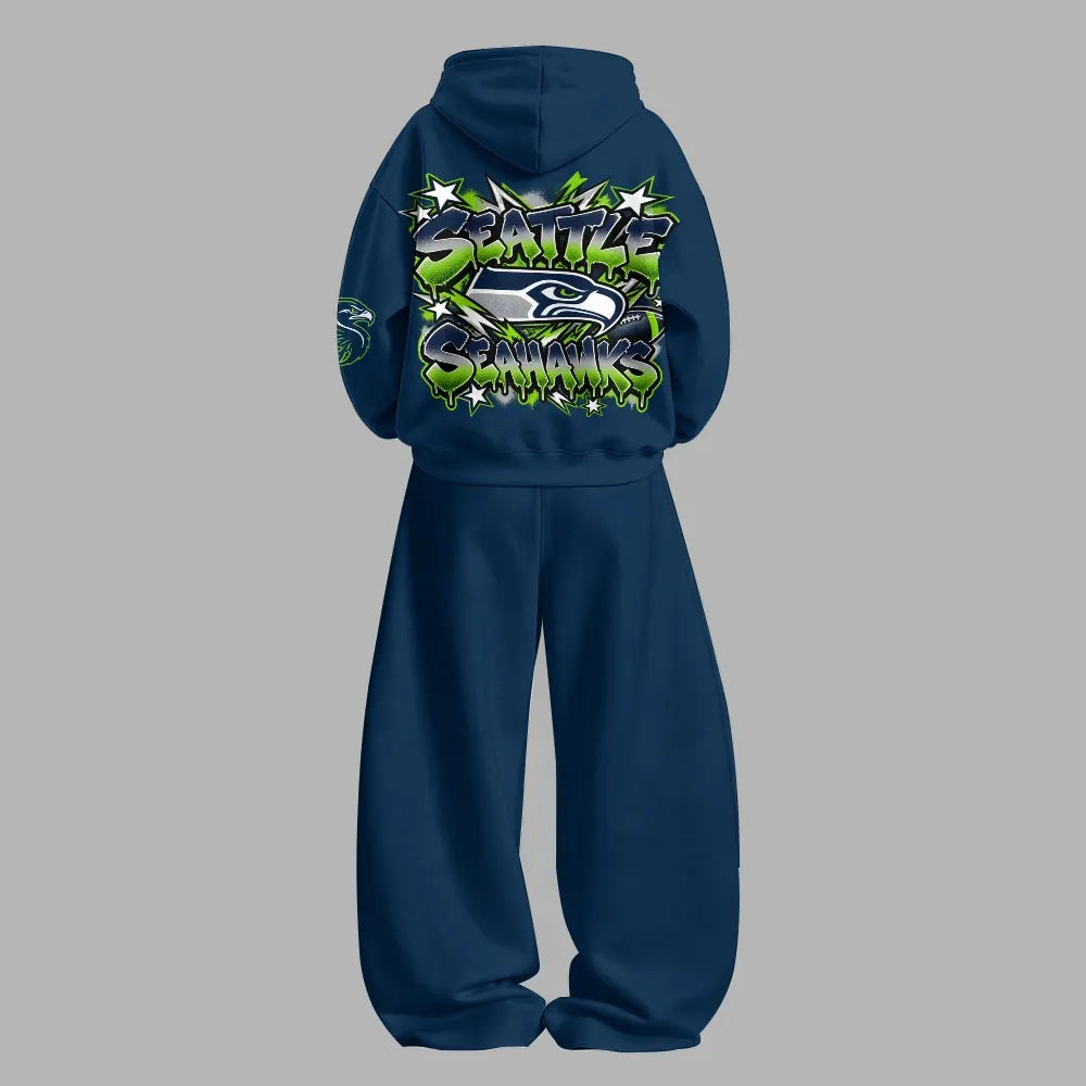 Seattle Seahawks Vintage Plush Hoodie set | NFL