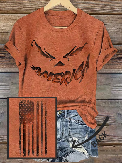 Women's American Halloween Print T-shirt