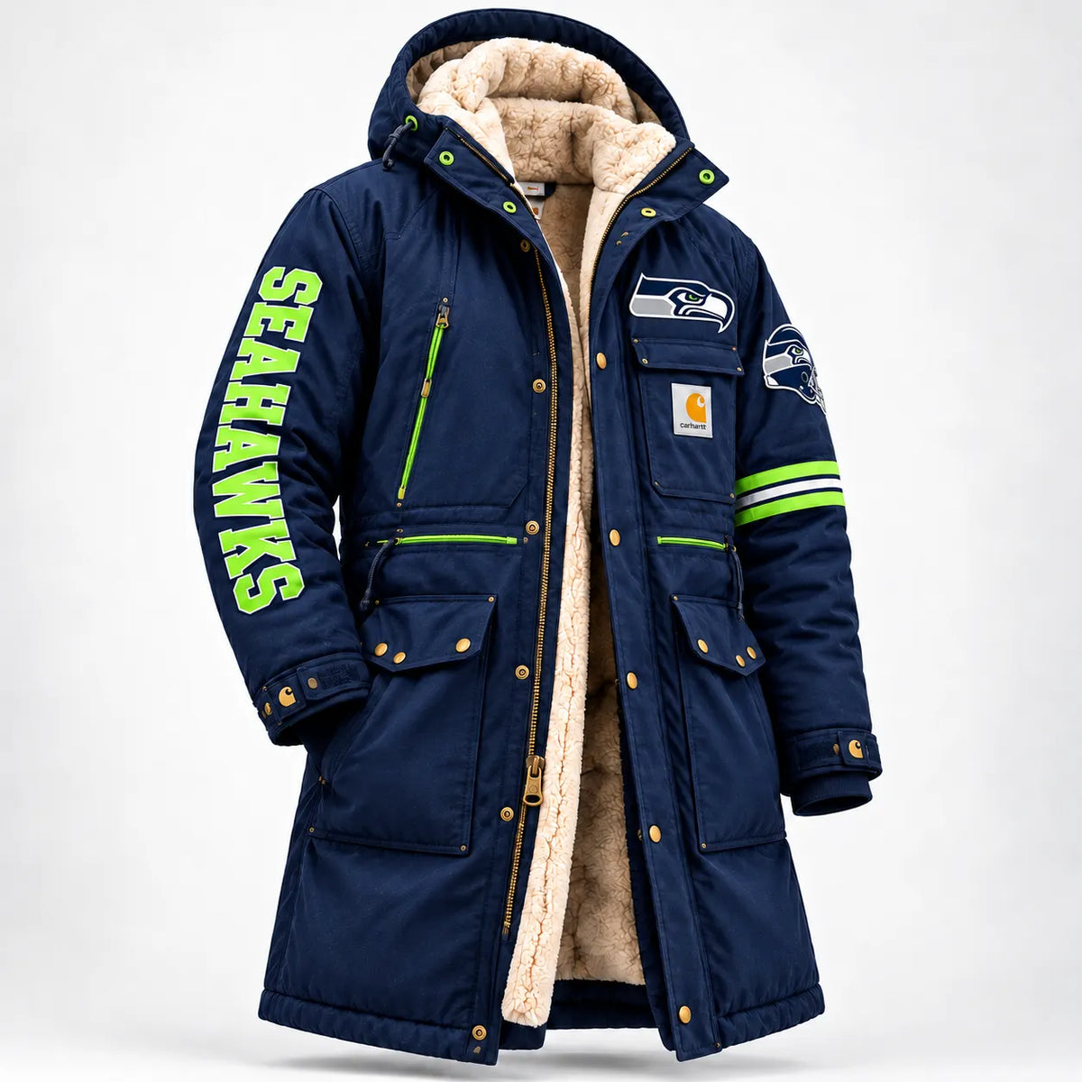 UNISEX SEATTLE SEAHAWKS SHERPA LINED WINTER PARKA JACKET